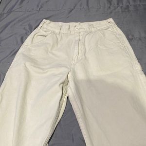 Used once , white cargo pants, they fit somewhat baggy